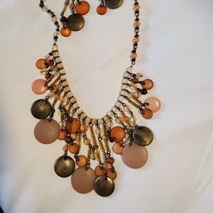 Peachy coral fun Necklace and earrings